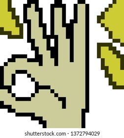 vector pixels art hand sing