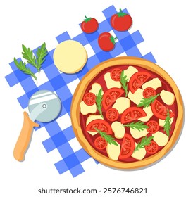 Vector Pizza: Appetizing Illustration for Ads and Posters. Vector Pizza Ingredients