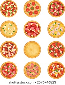 Vector Pizza: Appetizing Illustration for Ads and Posters. Pizza set