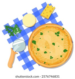 Vector Pizza: Appetizing Illustration for Ads and Posters. Vector Pizza Ingredients