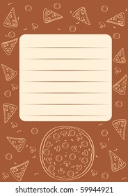 Vector pizza background for text.Recipe