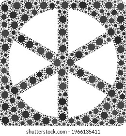 Icono de mosaico de caja de pizzas vectoriales diseñado para ilustraciones de salud. El mosaico de la caja de pizza está diseñado con objetos virales covidos al azar.