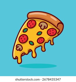 Vector Pizza Cartoon Flat Illustration