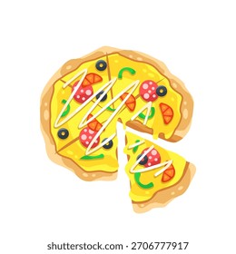 Pizza vetorial em estilo cartoon