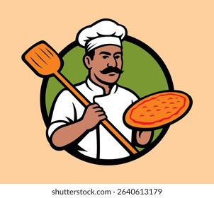 vector pizza chef logo, pizza logo, chef logo