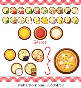 Vector - Pizza constructor flat icons isolated on white background. ingredient food menu illustration isolated collection. Different make your own eps10
