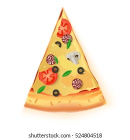 Vector Pizza Cut Off Slice On White Background Illustration