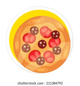 Vector Pizza Flat Round Icon
