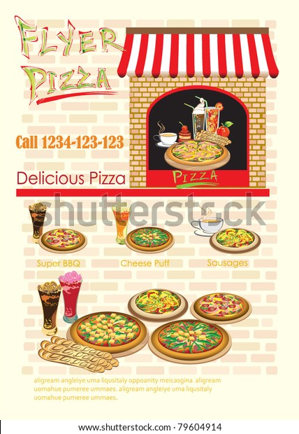 Vector Pizza Flyer Vector Template Website Stock Vector Royalty Free