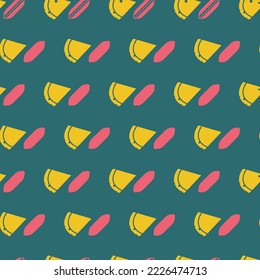 Pizza vectorial y elementos hamburgueses en un fondo verde oscuro