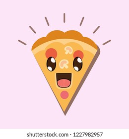vector pizza icon. flat pizza smile