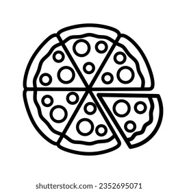 Vektorpizza. Pizzasymbol einzeln auf weißem Hintergrund.