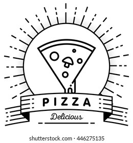 Vector Pizza Icon with Linear Style