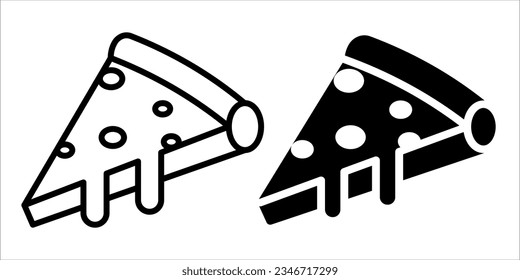 VECTOR PIZZA ICON IN STROKE AND FILL VERSION
