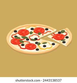 Vector pizza illustration isolated background. Pizza pice, pizza slice vector silhouette icon. Pizza vector food menu