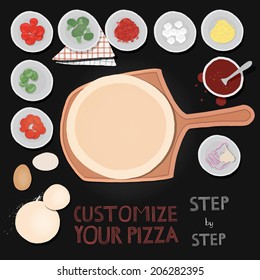 Vector pizza and ingredients for your design 