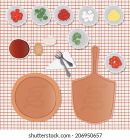 Vector pizza and ingredients for your design 