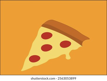 vector of a pizza isolated on white background. pizza slice with salami, mushrooms, basil leaf and melted cheese for pizzeria package and menu designs.
