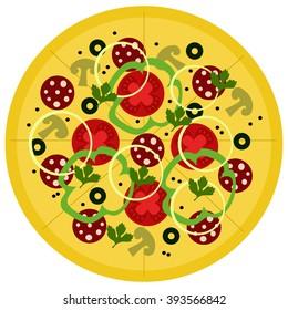 Vector, pizza. Italian kitchen
