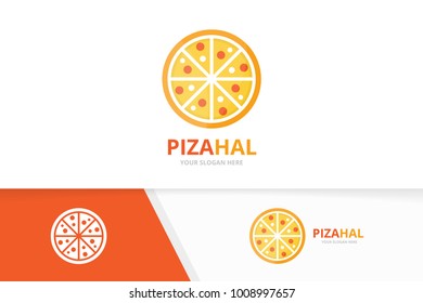 Vector pizza logo combination. Food symbol or icon. Unique pizzeria and restaurant logotype design template.
