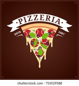 Vector pizza logo for pizzeria, menu, packaging, branding and identity
