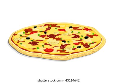 vector pizza on white background