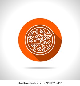 Vector pizza orange icon with flat shadow 