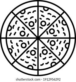 Diseño de iconos de esquema de pizza
