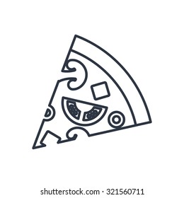 Vector pizza outline icon. Food symbol 