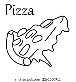 vector Pizza outline Icon . Hand Drawn Pizza Vector