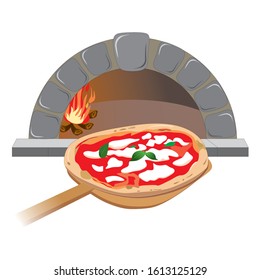 Vector of Pizza and oven