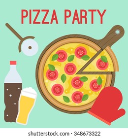 Vector Pizza Party, flat design