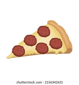 Pizza vectorial. Un trozo de pizza. Pizza con salchicha. Vector