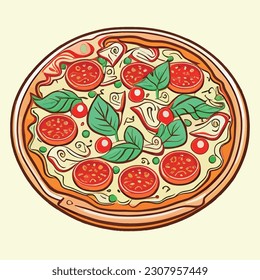 vector pizza salami tasty cheese