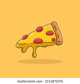 vector pizza with sausage topping, melted cheese and delicious 