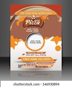 Vector Pizza Shop flyer, magazine cover & poster template.