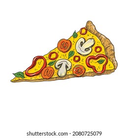 Vector pizza sketch illustration isolated on white background
