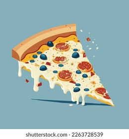 Vector the Pizza slice cartoon style flat Illustration