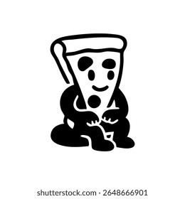 Vector Pizza slice character sitting