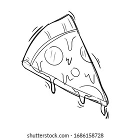 Vector Pizza slice drawing. Hand drawn pizza illustration. Great for menu, poster or label.
