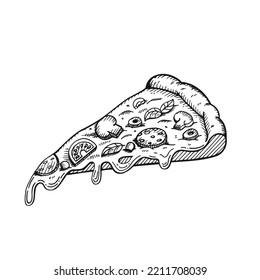 Vector Pizza Slice Drawing Hand Drawn Stock Vector (Royalty Free ...