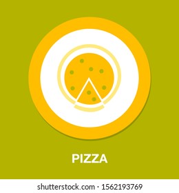 vector pizza slice illustration - fast food symbol isolated, pizza meal
