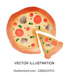Vektorpizzassel geschmolzener Cartoon Vektorsymbol Symbol des Lebensmittelobjekts einzeln