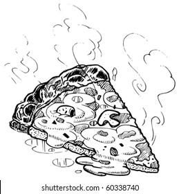 Vector Pizza Slice Sketch
