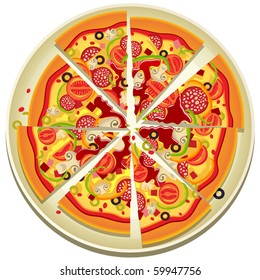 Vector Pizza Slices on the Plate