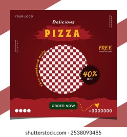 Vector pizza social media post banner template and food menu
