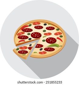 Vector Illustration Whole Pepperoni Pizza On Stock Vector (Royalty Free ...