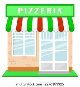 Vector pizzeria building. Shop facade icon isolated on white background.