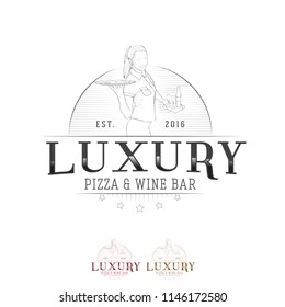 Vector Pizzeria and Wine Bar Restaurant Emblem Logo