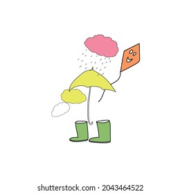 Vector Placement print pastel color raining weather doodle background pattern